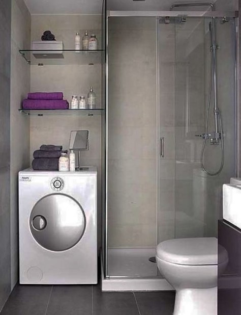 Дизайн ванной комнаты с душевой ванной и туалетом и